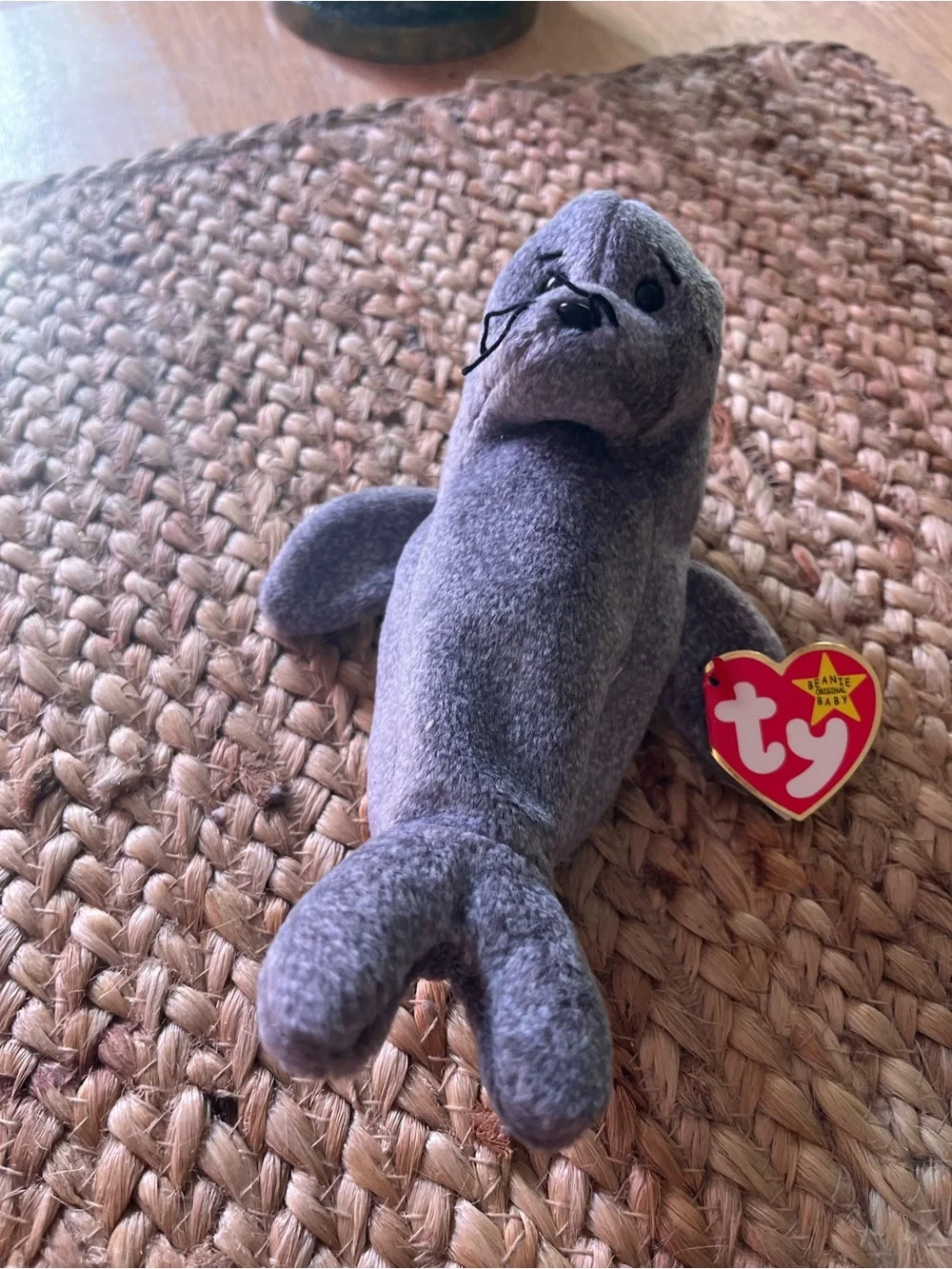 Ty Beanie Baby Gray Seal Plush - Soft Small Pet Toy
